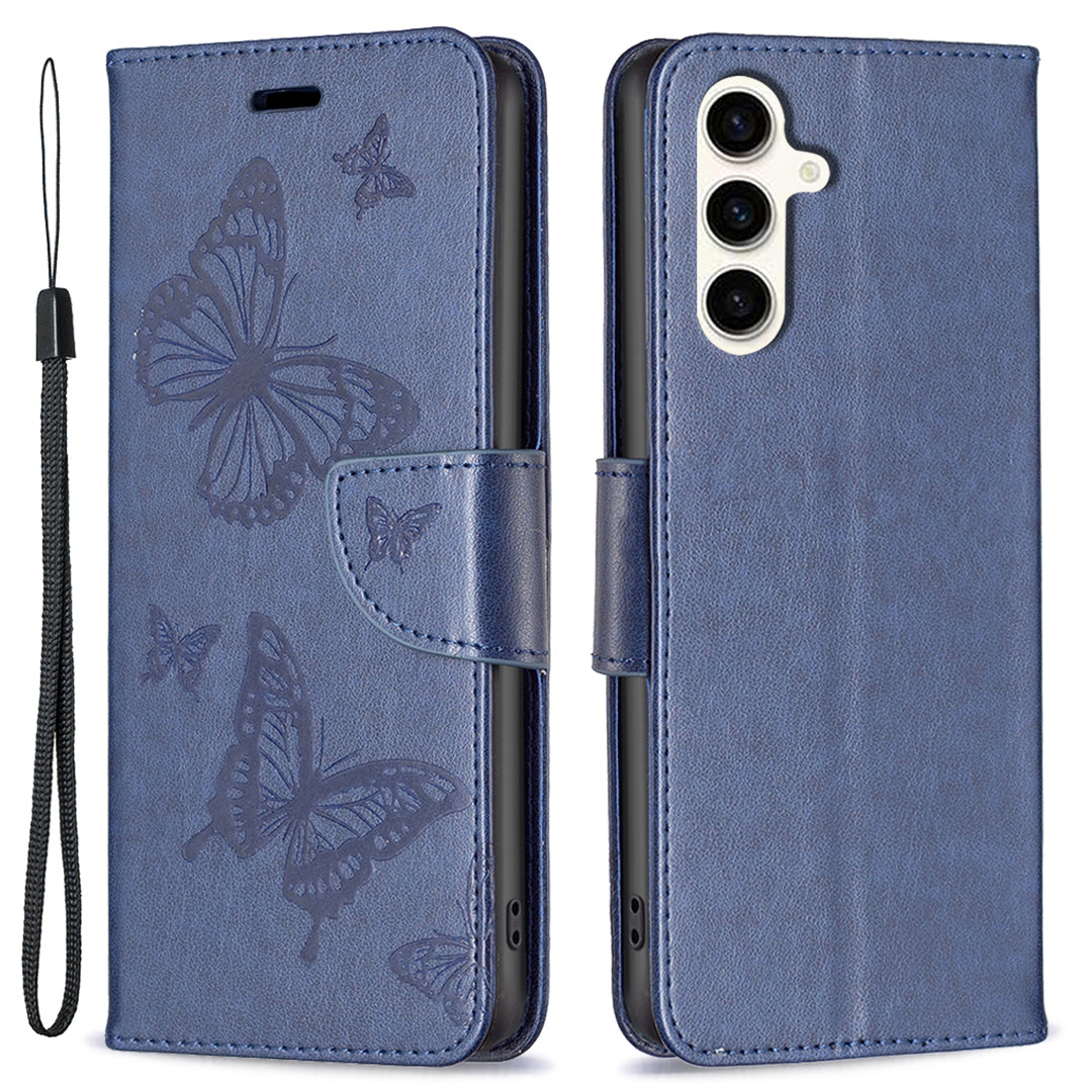 Til Samsung Galaxy S23 FE Telefon Flip Stand Pung Etui Butterfly påtrykt lædercover med rem Til Samsung Galaxy S23 FE Telefon Flip Stand Pung Etui Butterfly påtrykt lædercover med rem